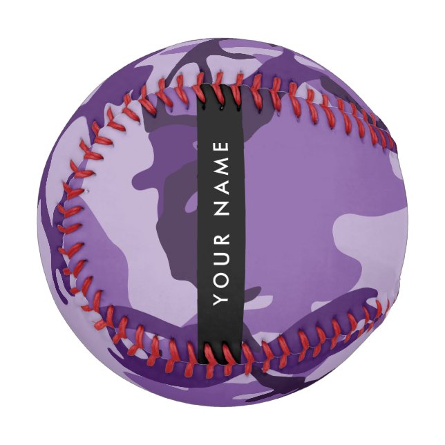 Purple Camouflage Your name Personalize Baseball (Front Left)