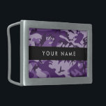 Purple Camouflage Your name Personalize Belt Buckle<br><div class="desc">Elegant, stylish and sophisticated camouflage pattern in purple color. Modern and trendy gift, perfect for the military lover in your life. Personalize by adding your name, nickname, monogram or initials.</div>