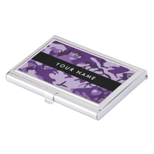 Purple Camouflage Your name Personalize Business Card Case