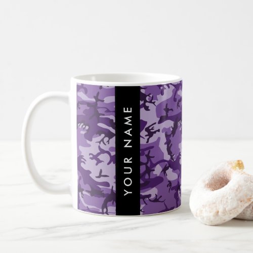 Purple Camouflage Your name Personalize Coffee Mug