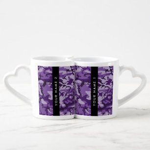 Purple Camouflage Your name Personalize Coffee Mug Set