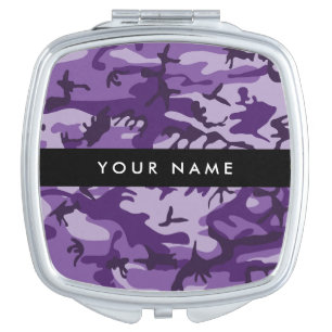 Purple Camouflage Your name Personalize Compact Mirror