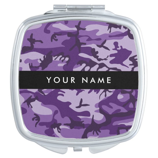 Purple Camouflage Your name Personalize Compact Mirror (Front)