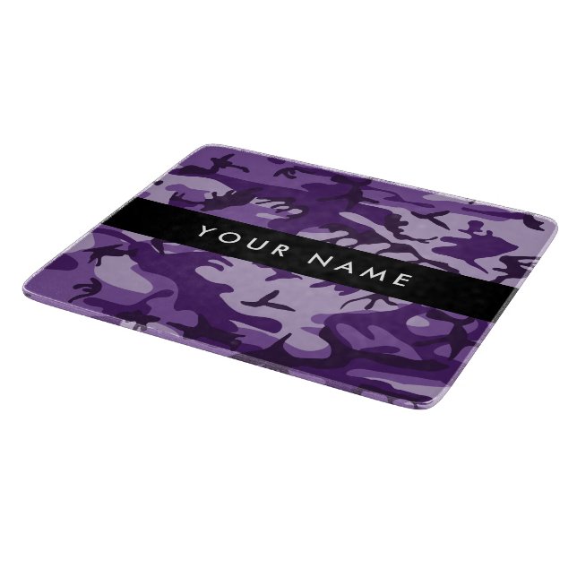 Purple Camouflage Your name Personalize Cutting Board (Corner)