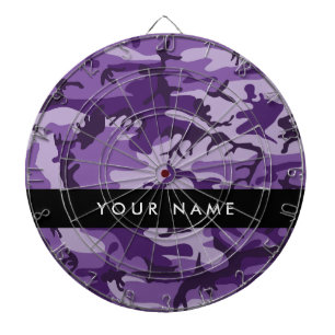 Purple Camouflage Your name Personalize Dart Board