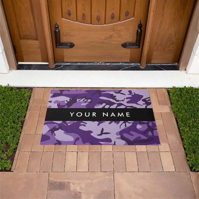 Purple Camouflage Your name Personalize Doormat (Outdoor)