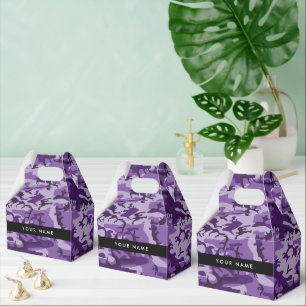 Purple Camouflage Your name Personalize Favor Boxes