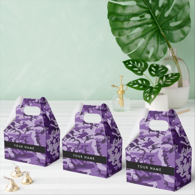 Purple Camouflage Your name Personalize Favor Boxes (Multiple)