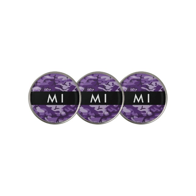 Purple Camouflage Your name Personalize Golf Ball Marker (3 Up)