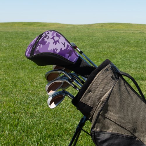 Purple Camouflage Your name Personalize Golf Head Cover