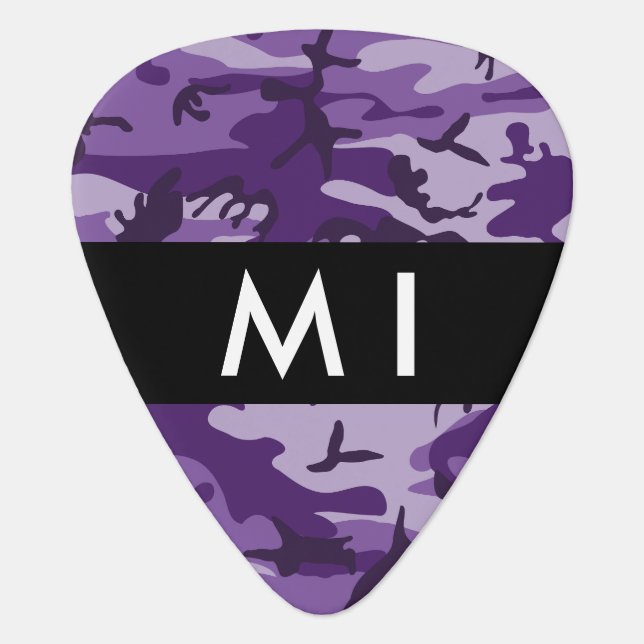 Purple Camouflage Your name Personalize Guitar Pick (Front)