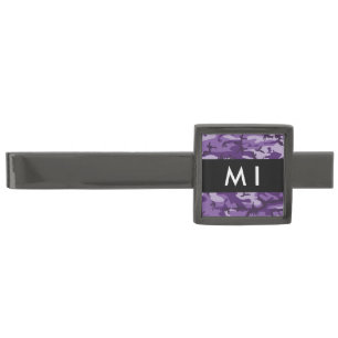 Purple Camouflage Your name Personalize Gunmetal Finish Tie Bar