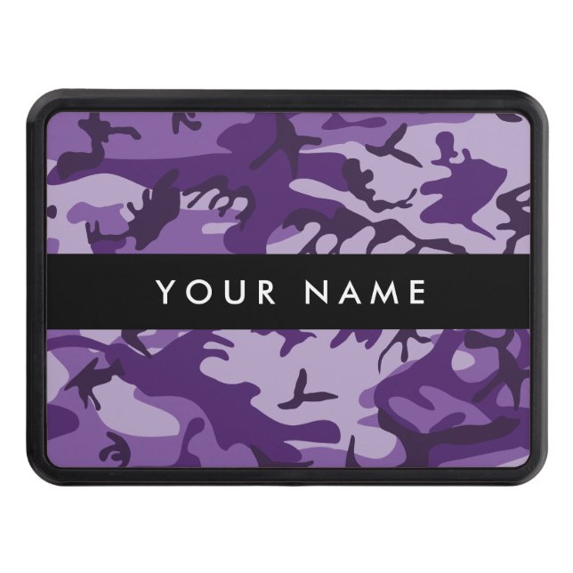 Purple Camouflage Your name Personalize Hitch Cover (Front)