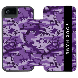 Purple Camouflage Your name Personalize iPhone SE/5/5s Wallet Case