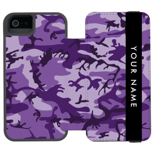 Purple Camouflage Your name Personalize iPhone SE55s Wallet Case