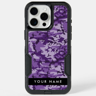 Purple Camouflage Your name Personalize iPhone 15 Pro Max Case
