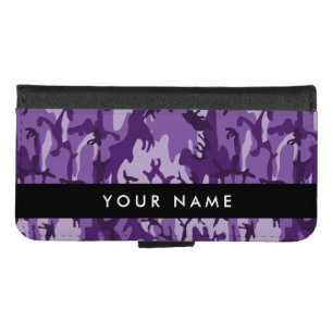 Purple Camouflage Your name Personalize iPhone 8/7 Wallet Case