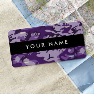 Purple Camouflage Your name Personalize License Plate