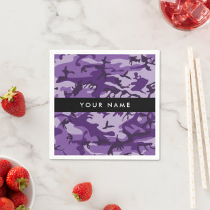 Purple Camouflage Your name Personalize Napkins