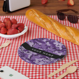Purple Camouflage Your name Personalize Paper Plates