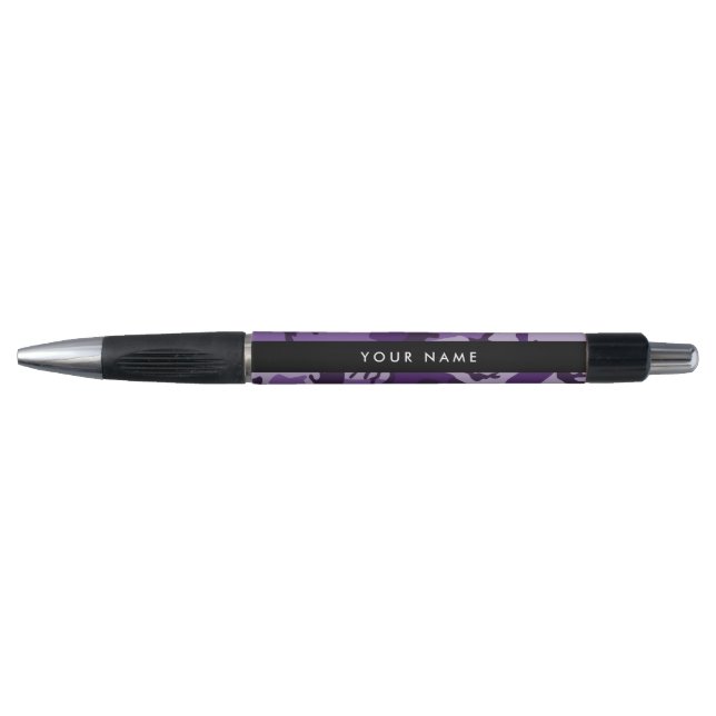 Purple Camouflage Your name Personalize Pen (Front)