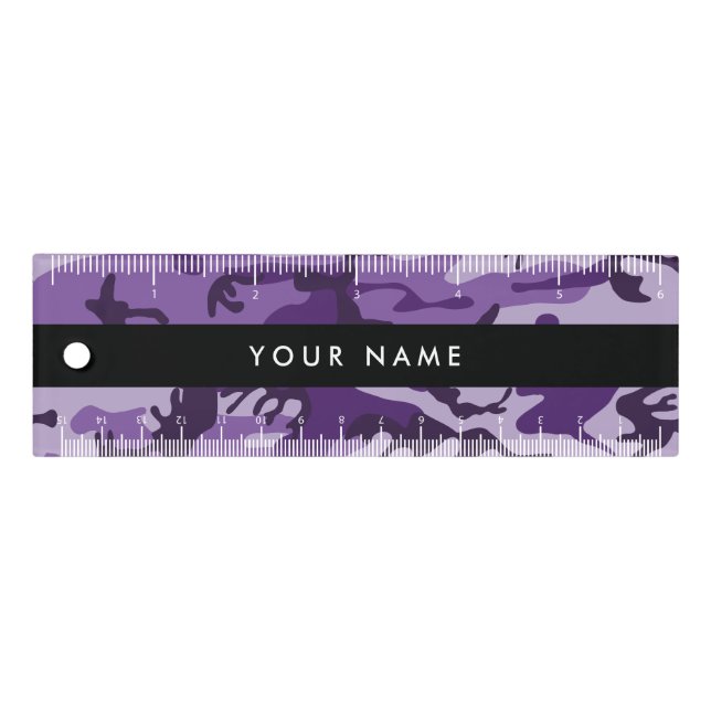 Purple Camouflage Your name Personalize Ruler (Front)