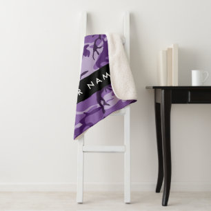 Purple Camouflage Your name Personalize Sherpa Blanket