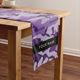 Purple Camouflage Your name Personalize Short Table Runner