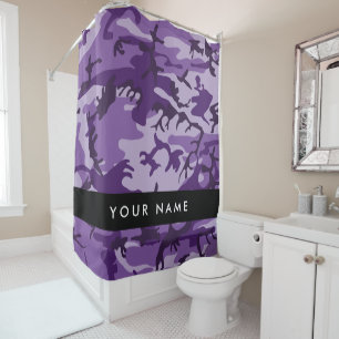 Purple Camouflage Your name Personalize Shower Curtain