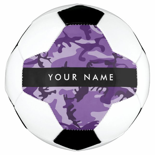 Purple Camouflage Your name Personalize Soccer Ball (Front)