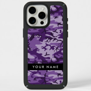 Purple Camouflage Your name Personalize iPhone 15 Pro Max Case
