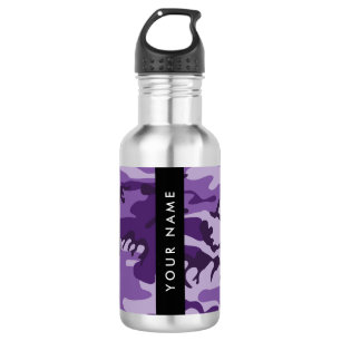 Purple Camouflage Your name Personalize Stainless Steel Water Bottle