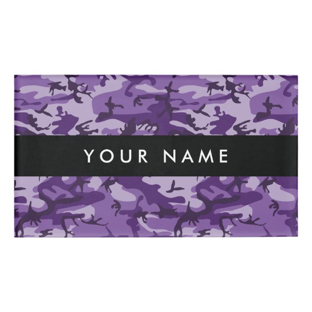 Purple Camouflage Your name Personalize Tag (Front)
