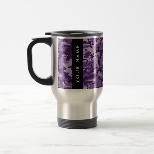 Purple Camouflage Your name Personalize Travel Mug