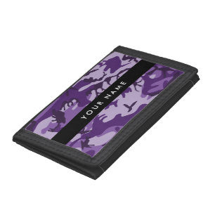 Purple Camouflage Your name Personalize Tri-fold Wallet