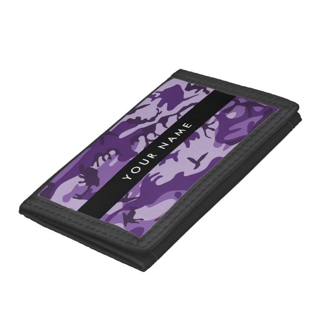 Purple Camouflage Your name Personalize Trifold Wallet (Bottom)