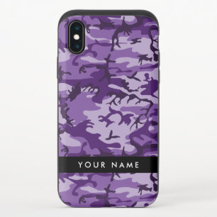 Purple Camouflage Your name Personalize iPhone XS Slider Case