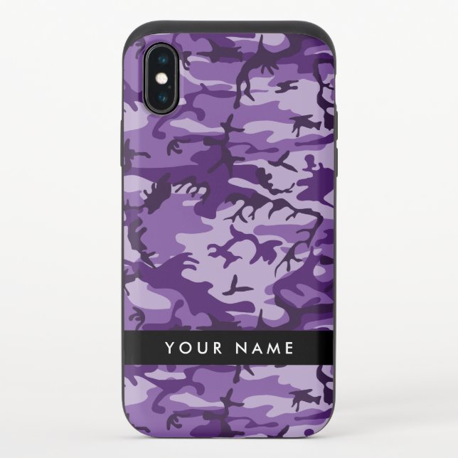 Purple Camouflage Your name Personalize Uncommon iPhone Case (Back)