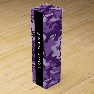 Purple Camouflage Your name Personalize Wine Box