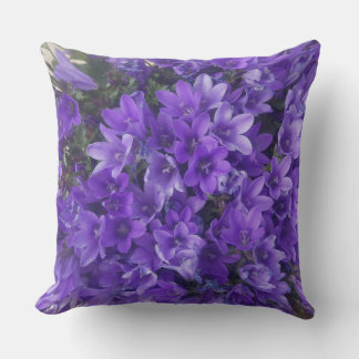 Purple Campanula Flowers Pattern Throw Pillow
