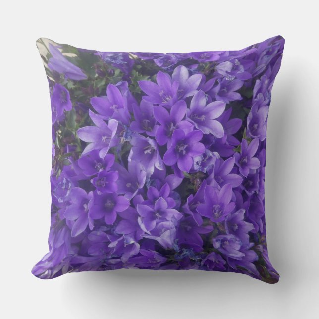 Purple Campanula Flowers Pattern Throw Pillow (Front)