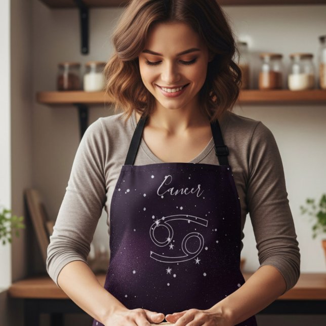 Purple Cancer Zodiac Sign Astrology Apron  (Grab a groovy purple galaxy apron today!)