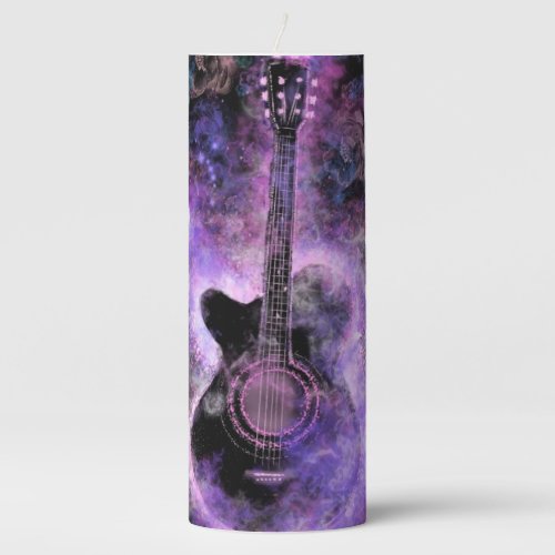 Purple Candle with Guitar Music Design