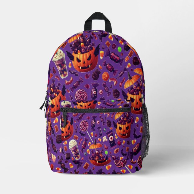 Purple Candy For Dracula Gothic Halloween Printed Backpack (Front)