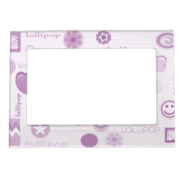 Purple Candy Lollipops Magnetic Photo Frame (Front)