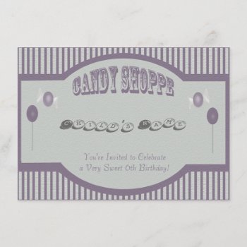Purple Candy Shoppe Invitation by MudPieSoup at Zazzle