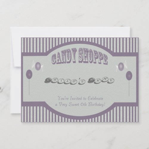 Purple Candy Shoppe Invitation