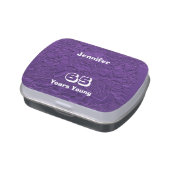 Purple Candy Tin Party Favor 65 Years Young (Side)