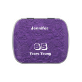 Purple Candy Tin Party Favor 65 Years Young (Top)
