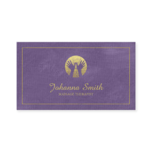 Purple Canvas Golden Frame, Hands Massage Therapy Appointment Card